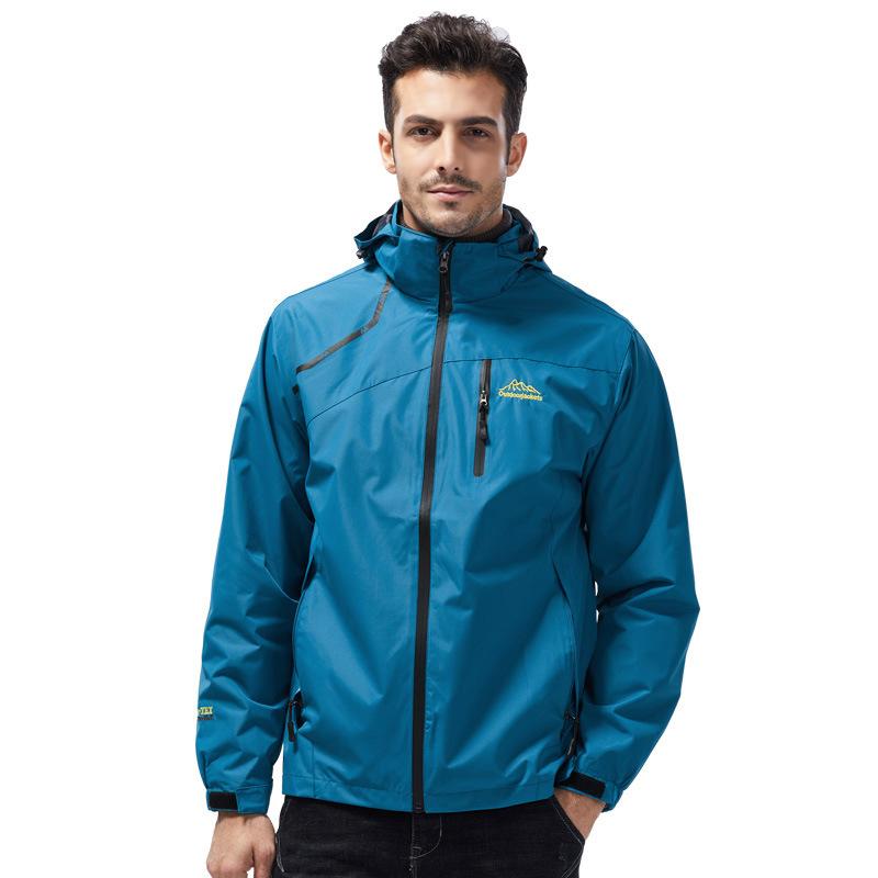 Куртка с капюшоном, однотонная ветрозащитная мужская спортивная куртка, мужская уличная куртка, повседневная штурмовая куртка 5XL синий